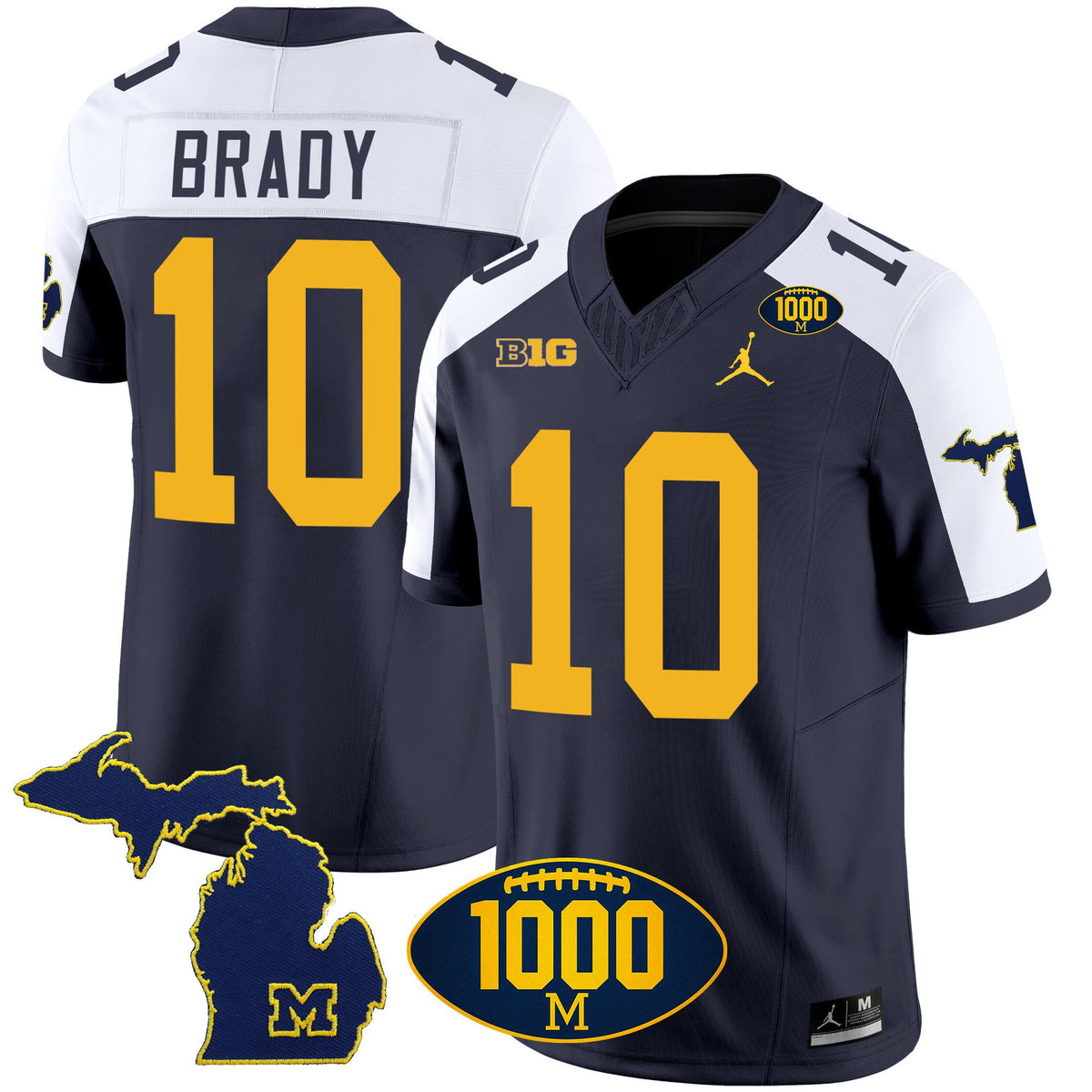 Men's Michigan Wolverines 1000 Wins Patch Vapor Jersey V3 - All Stitched - image 5