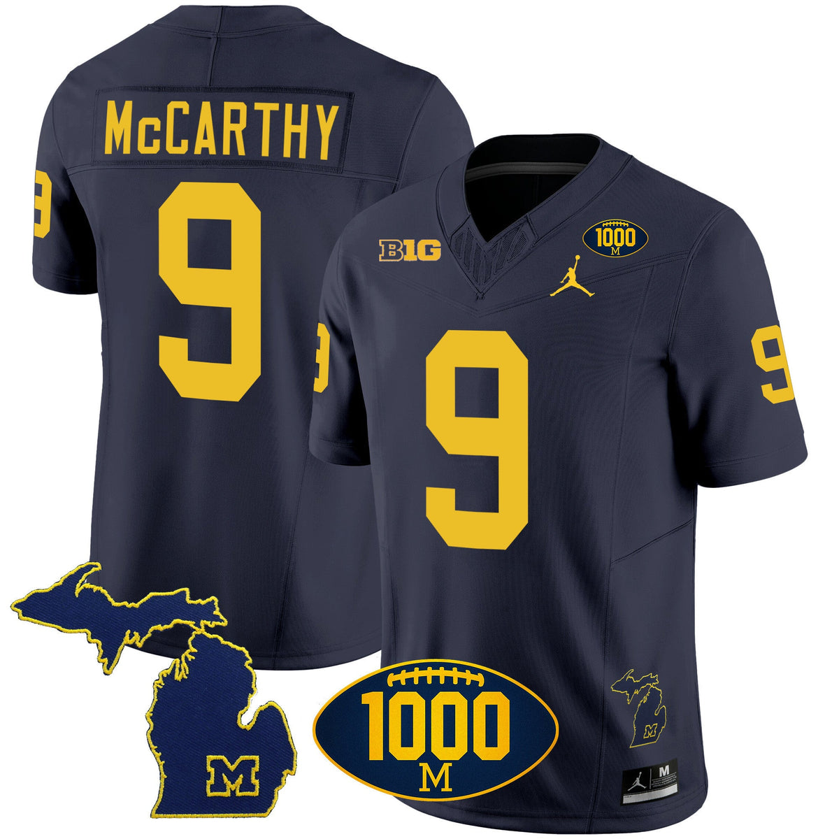 Men's Michigan Wolverines 1000 Wins Patch Vapor Jersey V3 - All Stitched - image 7