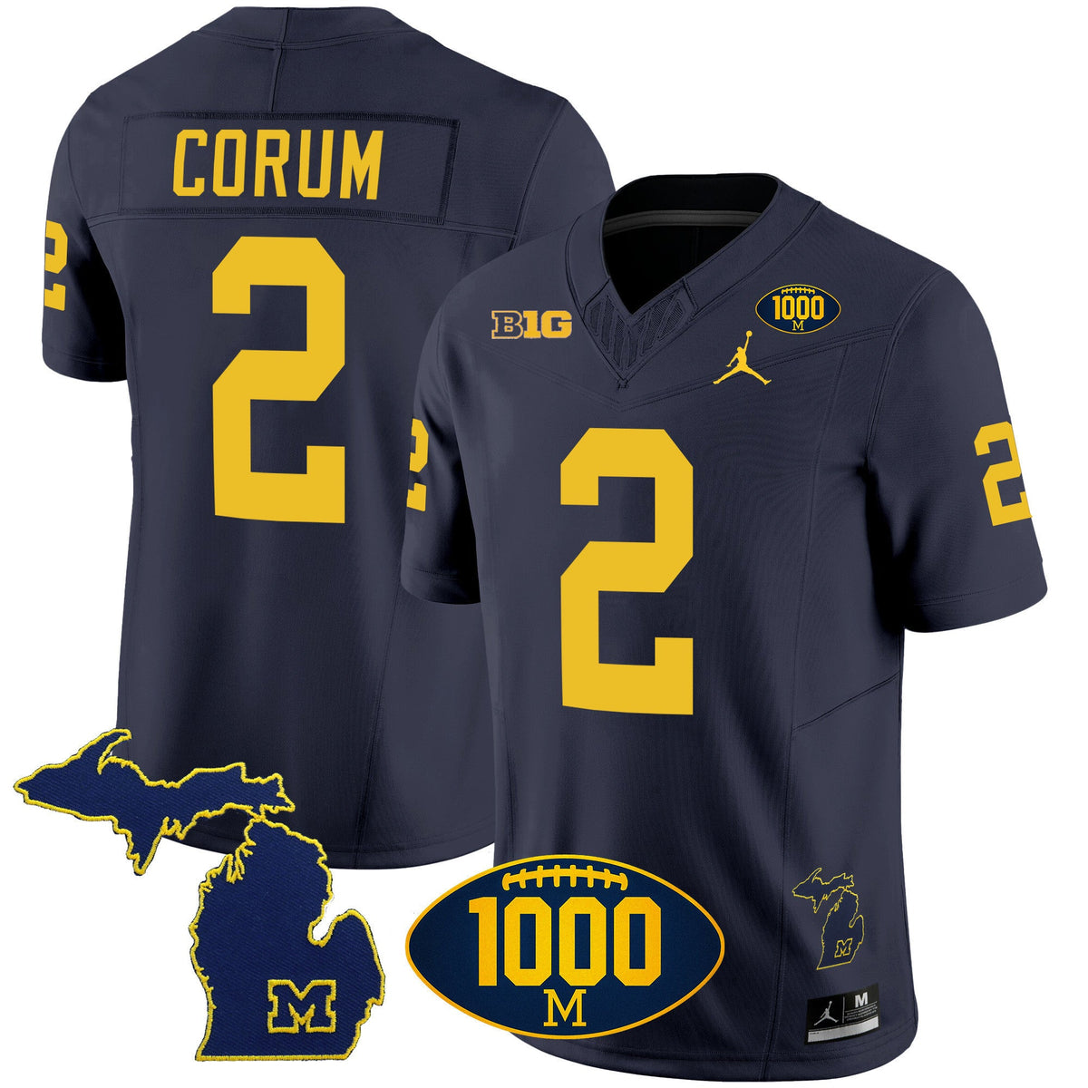 Men's Michigan Wolverines 1000 Wins Patch Vapor Jersey V3 - All Stitched - image 8