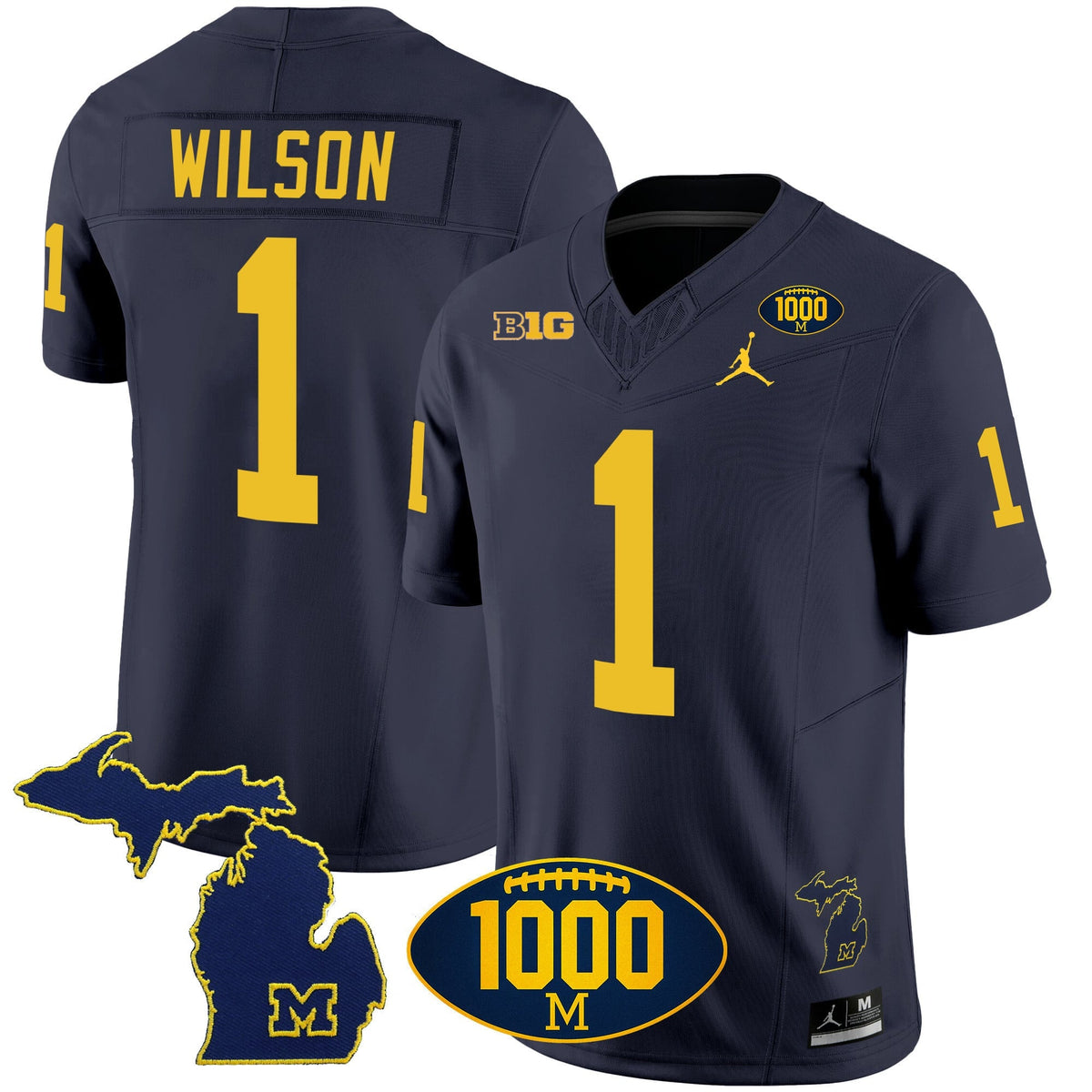 Men's Michigan Wolverines 1000 Wins Patch Vapor Jersey V3 - All Stitched - image 9