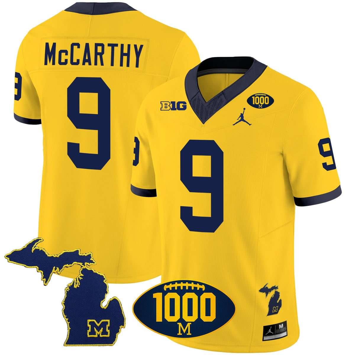 Men's Michigan Wolverines 1000 Wins Patch Vapor Jersey V3 - All Stitched - image 13
