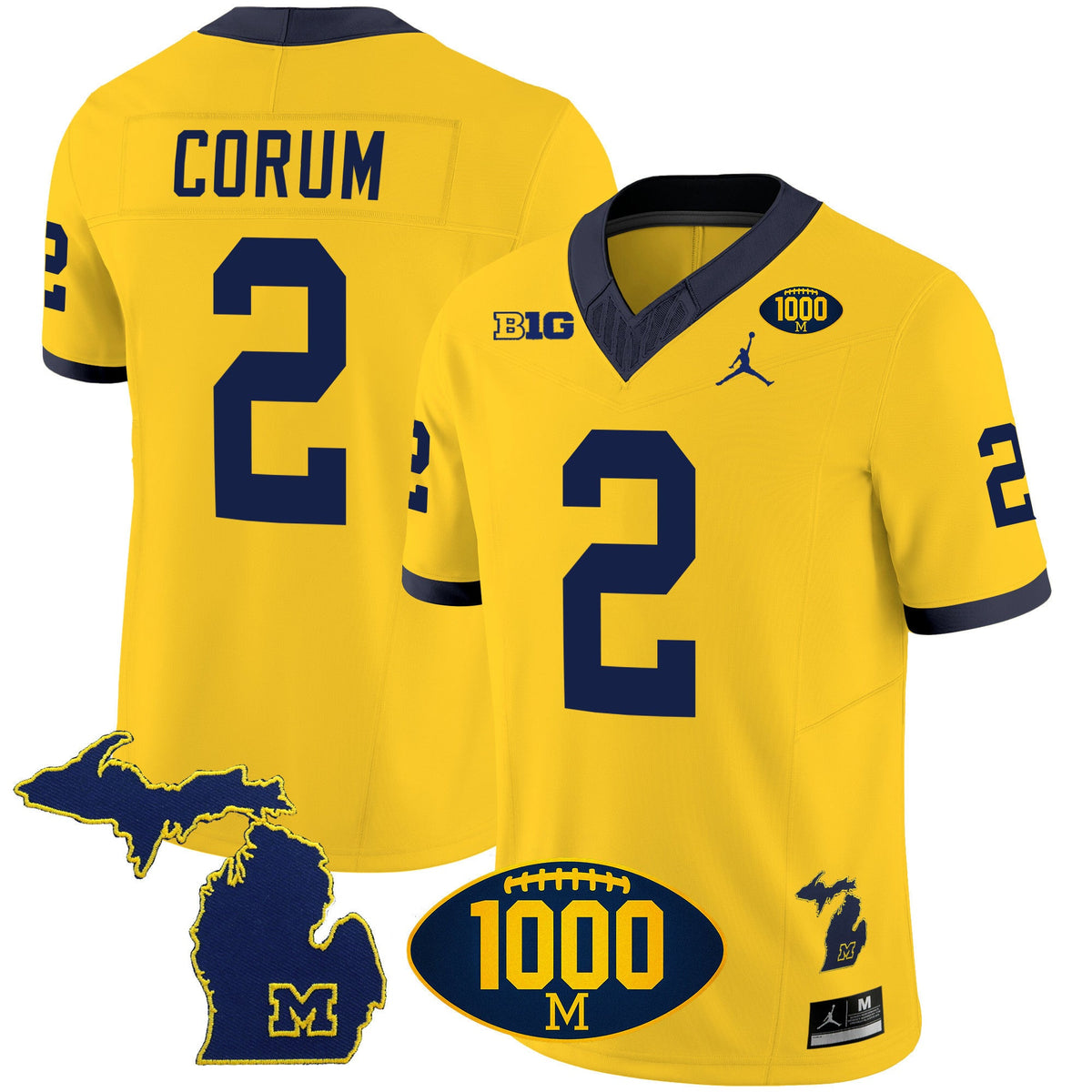 Men's Michigan Wolverines 1000 Wins Patch Vapor Jersey V3 - All Stitched - image 14