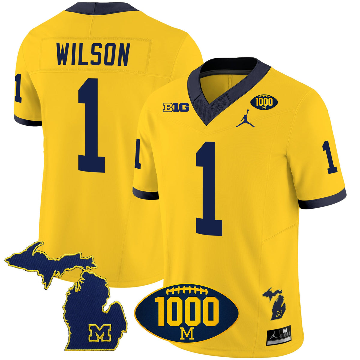 Men's Michigan Wolverines 1000 Wins Patch Vapor Jersey V3 - All Stitched - image 15