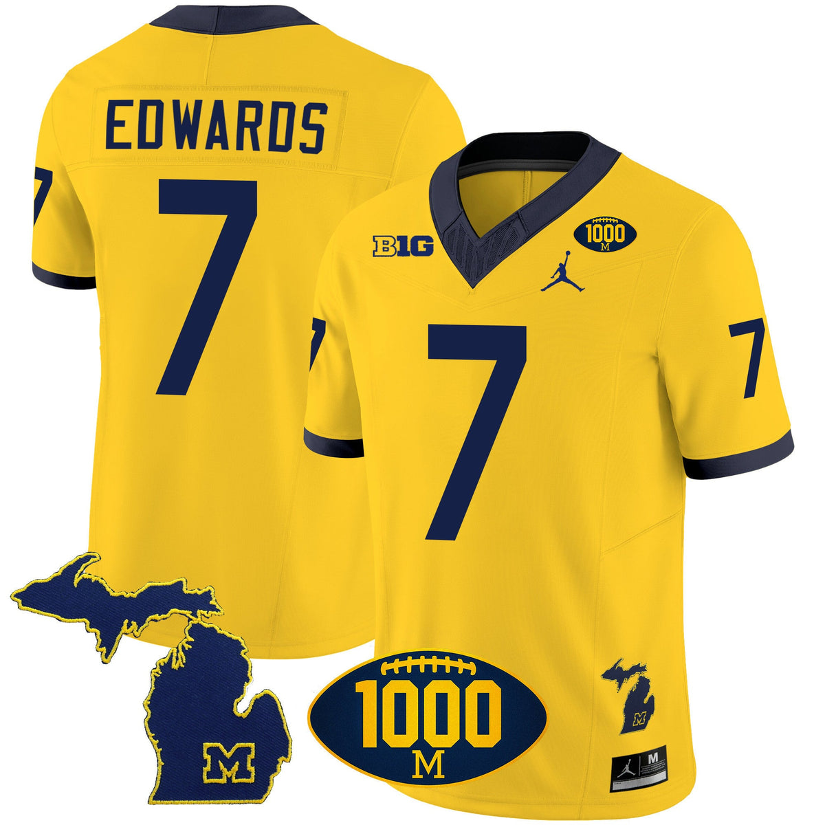 Men's Michigan Wolverines 1000 Wins Patch Vapor Jersey V3 - All Stitched - image 16