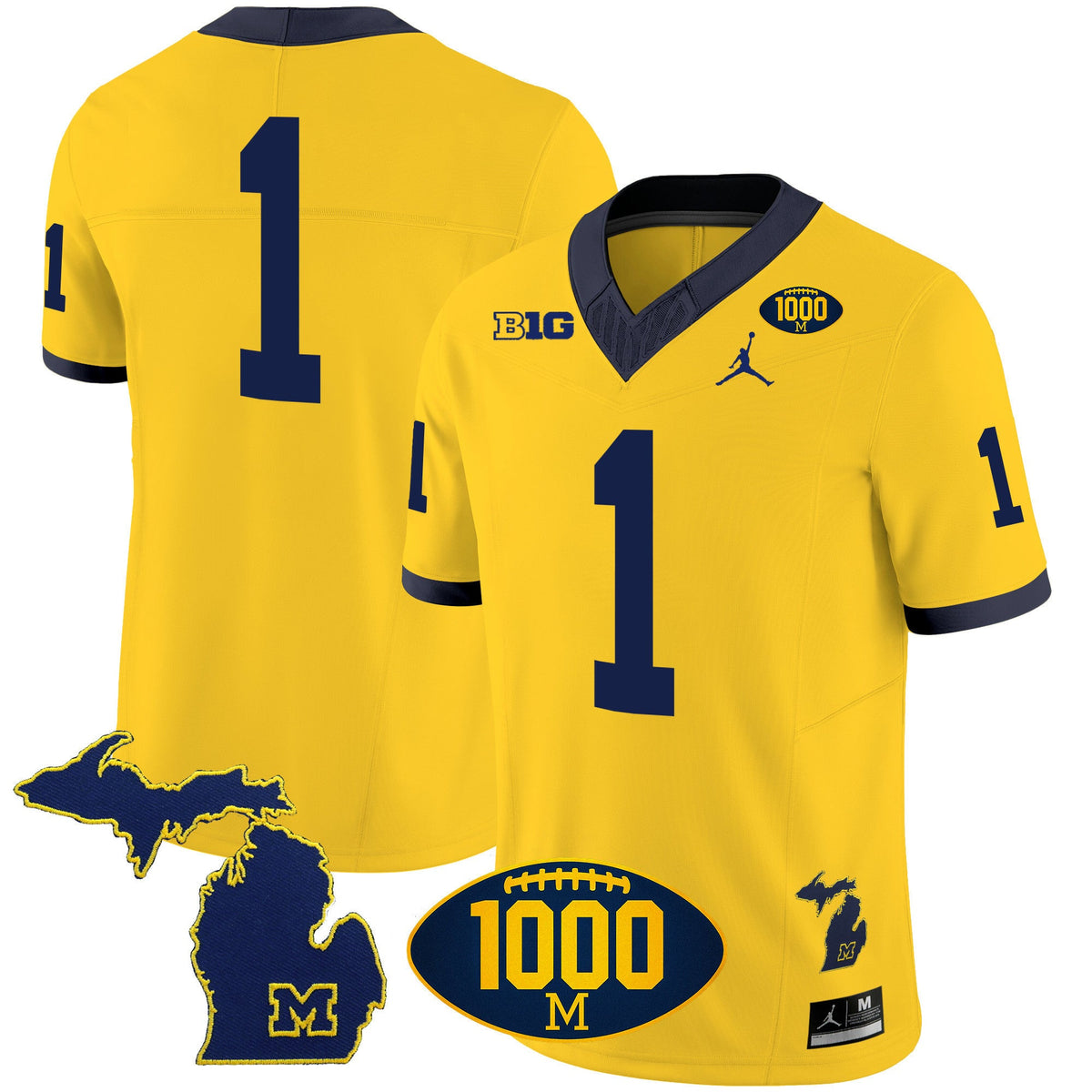 Men's Michigan Wolverines 1000 Wins Patch Vapor Jersey V3 - All Stitched - image 18