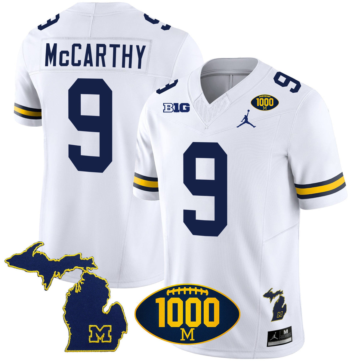 Men's Michigan Wolverines 1000 Wins Patch Vapor Jersey V3 - All Stitched - image 19