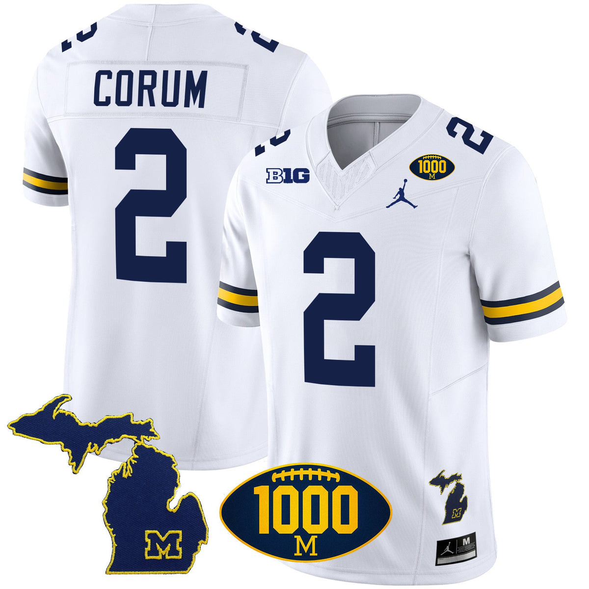 Men's Michigan Wolverines 1000 Wins Patch Vapor Jersey V3 - All Stitched - image 20