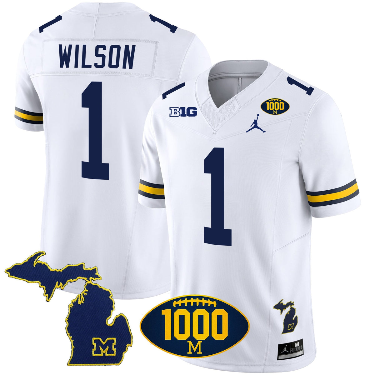 Men's Michigan Wolverines 1000 Wins Patch Vapor Jersey V3 - All Stitched - image 21