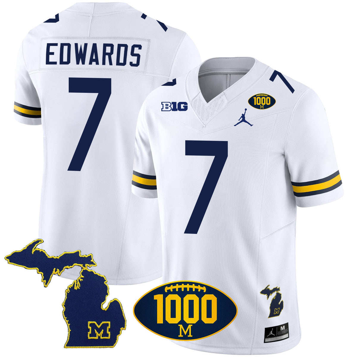 Men's Michigan Wolverines 1000 Wins Patch Vapor Jersey V3 - All Stitched - image 22