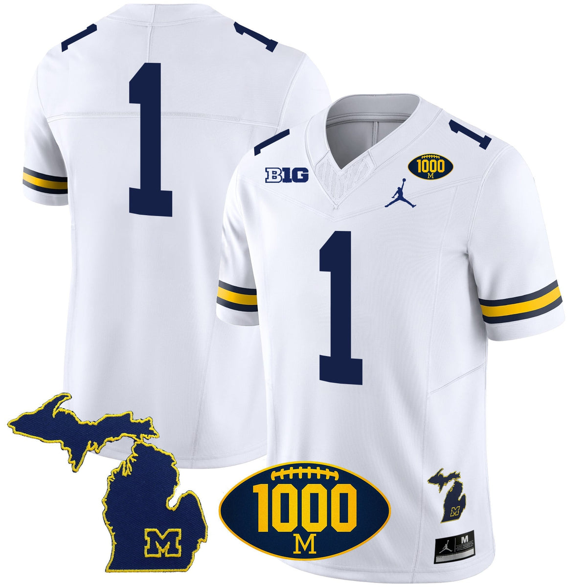Men's Michigan Wolverines 1000 Wins Patch Vapor Jersey V3 - All Stitched - image 24