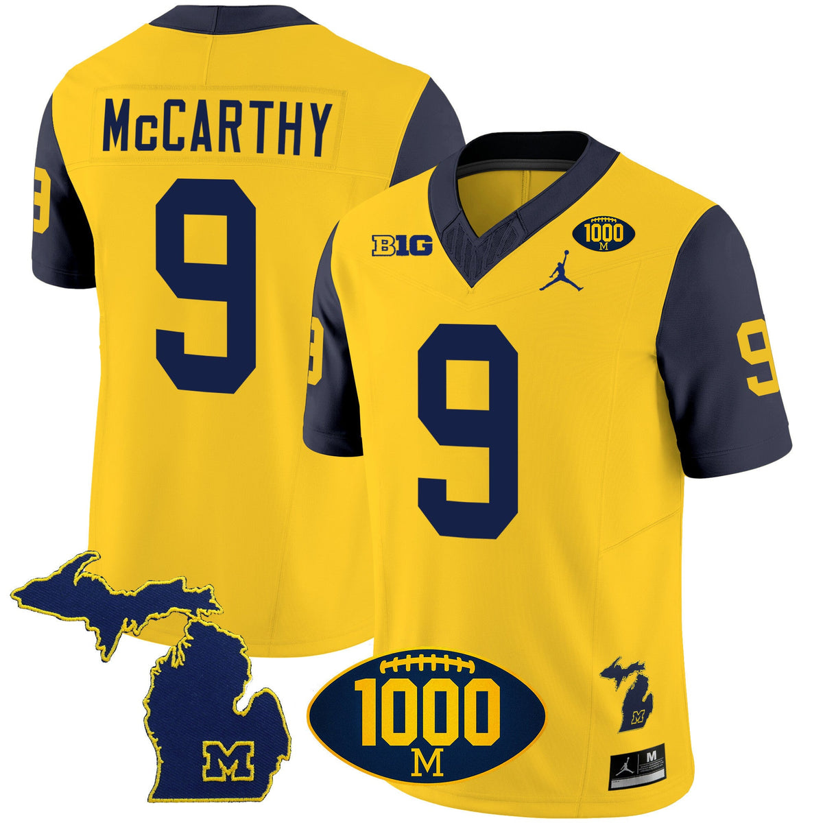 Men's Michigan Wolverines 1000 Wins Patch Vapor Jersey V3 - All Stitched - image 25