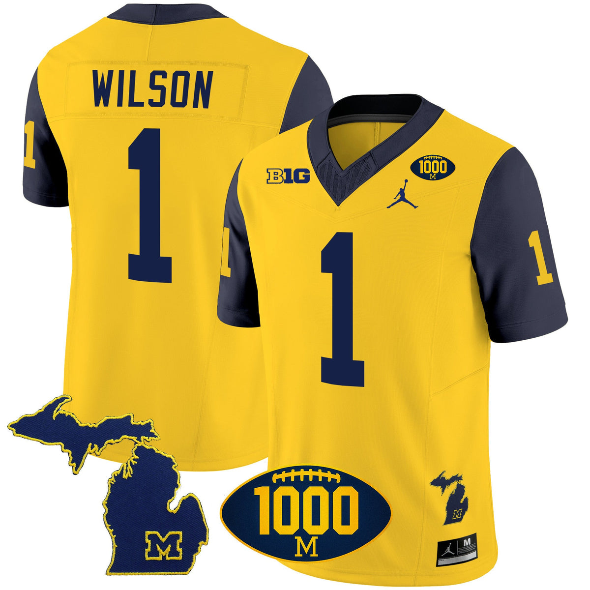 Men's Michigan Wolverines 1000 Wins Patch Vapor Jersey V3 - All Stitched - image 27
