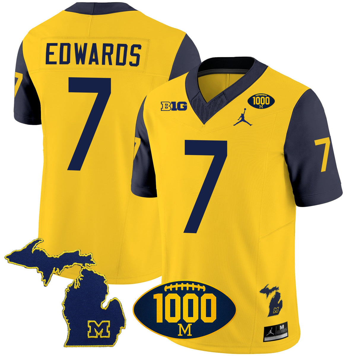 Men's Michigan Wolverines 1000 Wins Patch Vapor Jersey V3 - All Stitched - image 28
