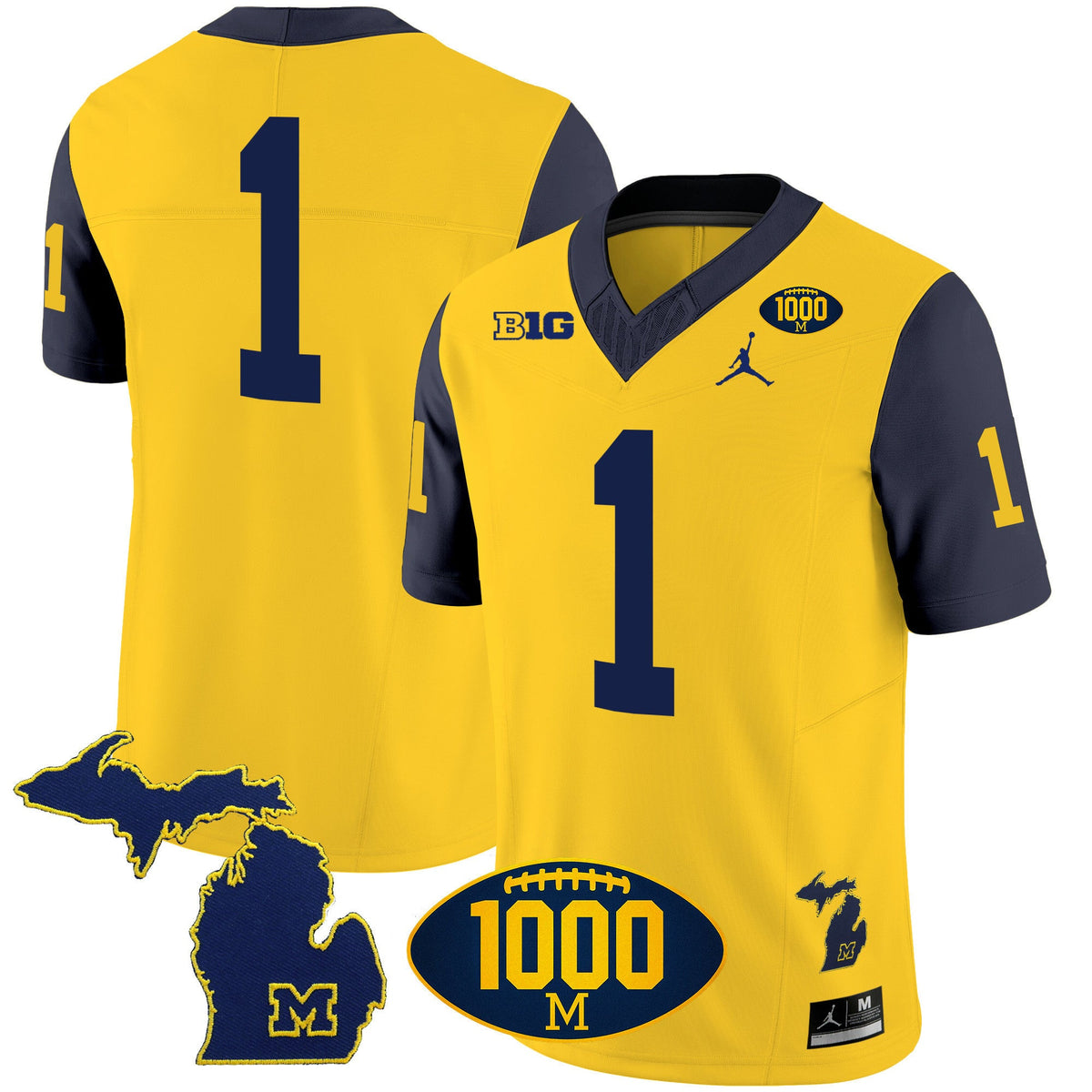 Men's Michigan Wolverines 1000 Wins Patch Vapor Jersey V3 - All Stitched - image 30