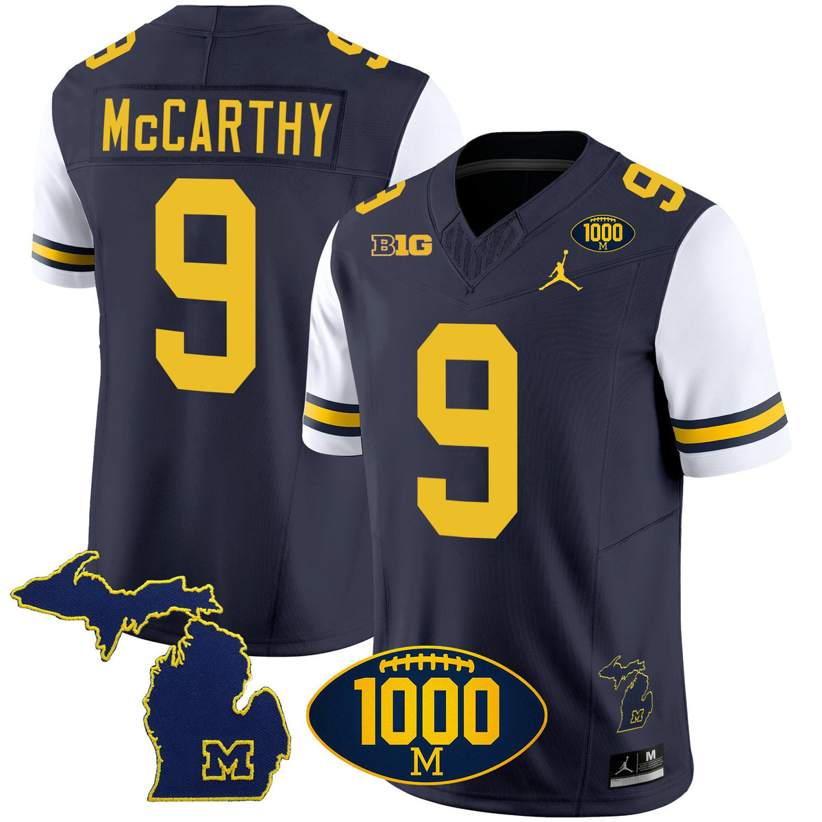 Men's Michigan Wolverines 1000 Wins Patch Vapor Jersey V3 - All Stitched - image 31