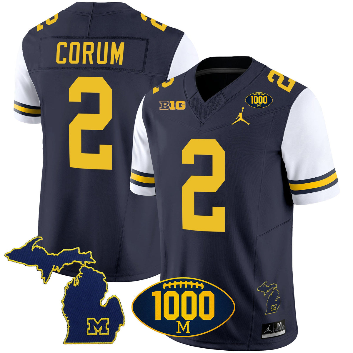 Men's Michigan Wolverines 1000 Wins Patch Vapor Jersey V3 - All Stitched - image 32