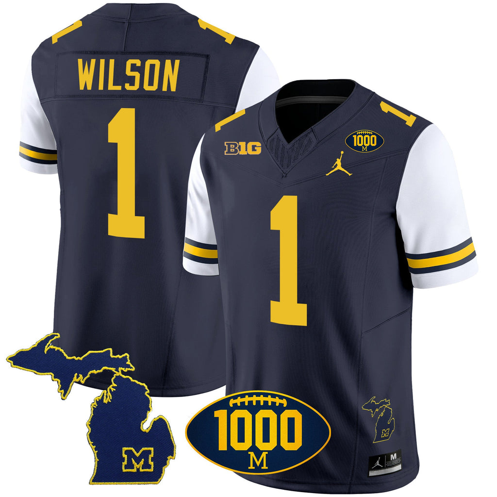 Men's Michigan Wolverines 1000 Wins Patch Vapor Jersey V3 - All Stitched - image 33
