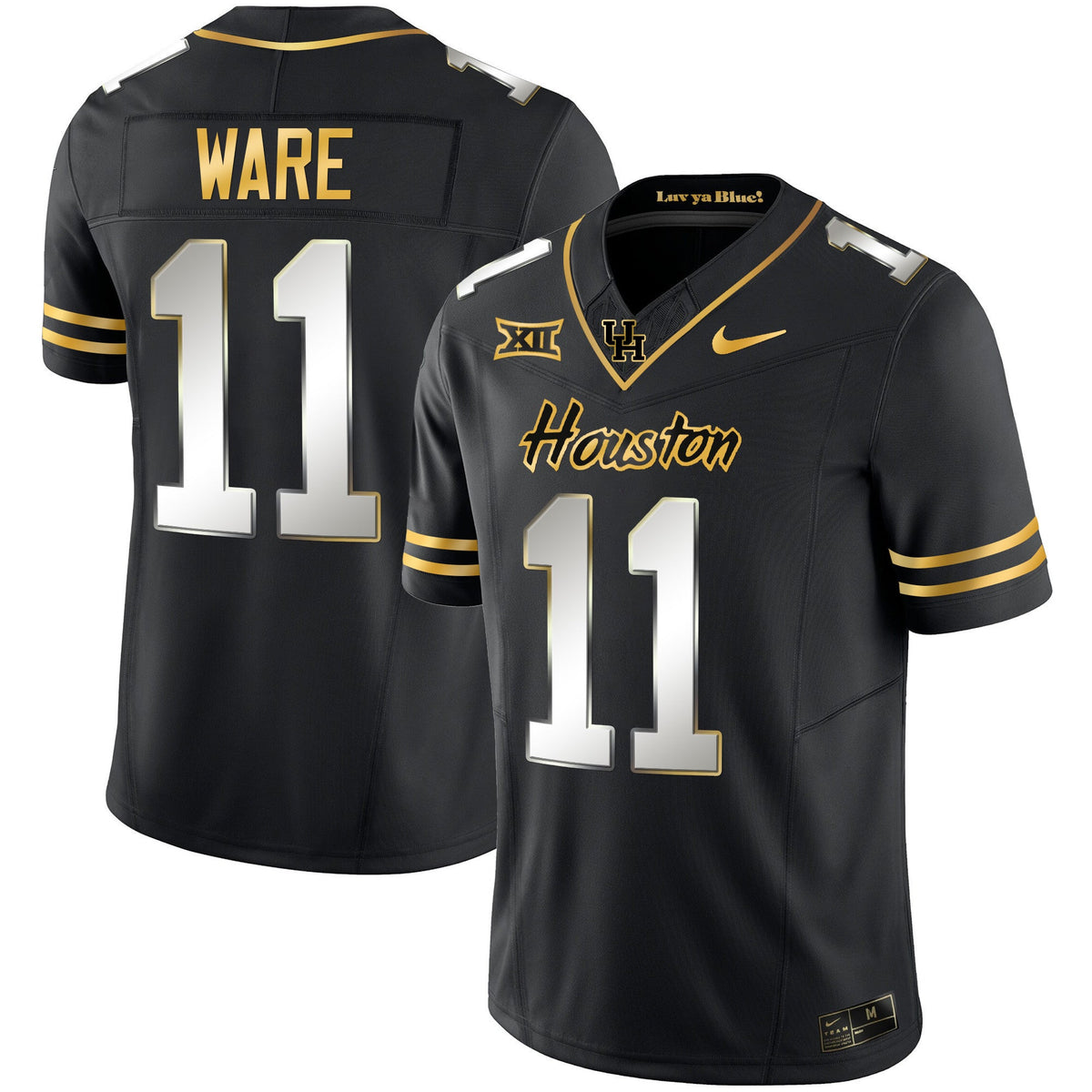 Men's Houston Cougars 2023 Oilers Inspired Gold Jersey - All Stitched - image 2
