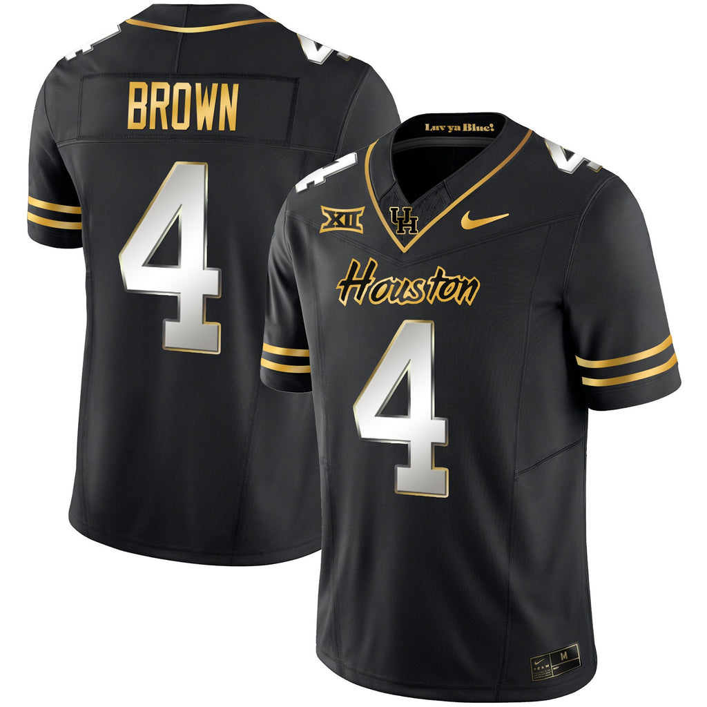 Men's Houston Cougars 2023 Oilers Inspired Gold Jersey - All Stitched - image 4