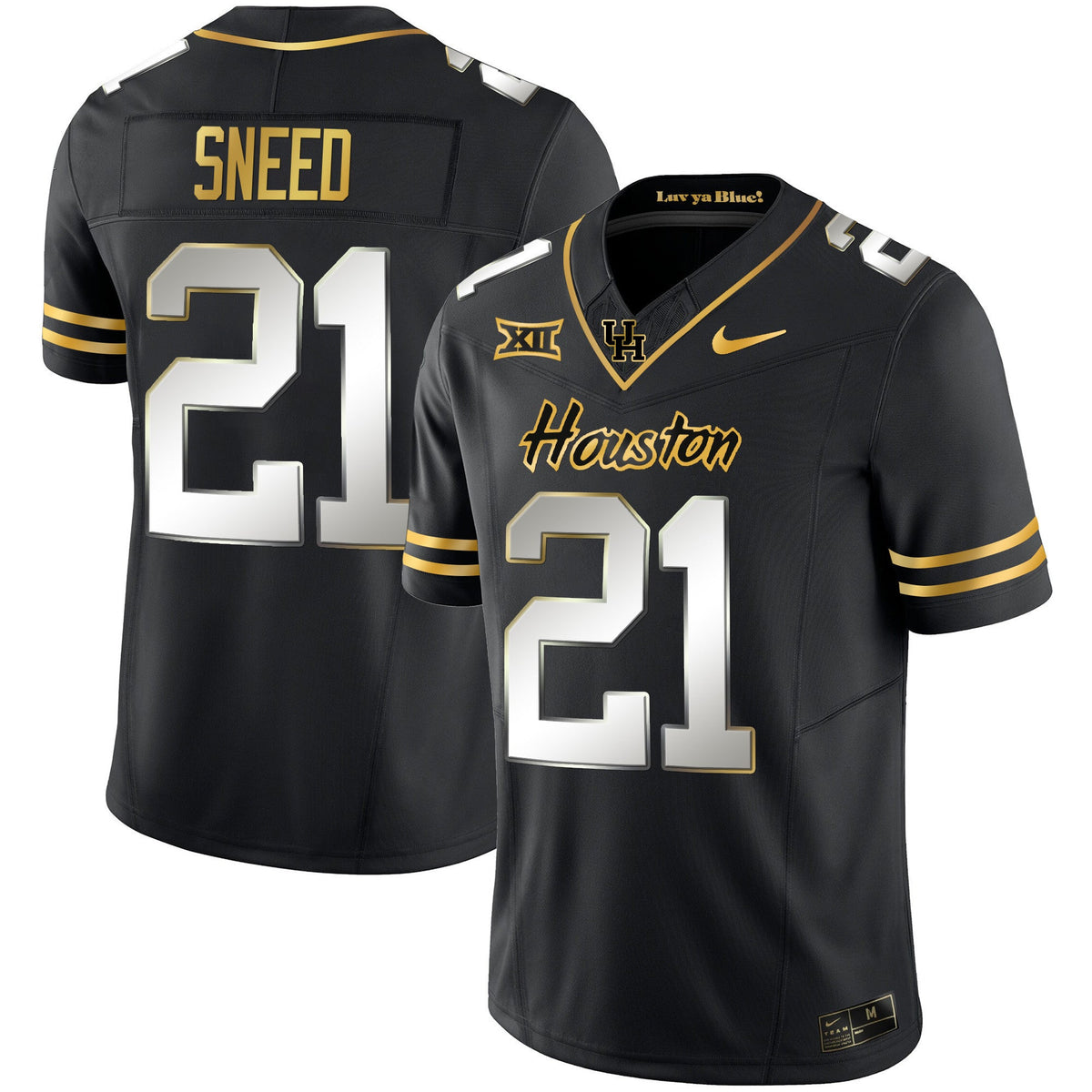 Men's Houston Cougars 2023 Oilers Inspired Gold Jersey - All Stitched - image 5