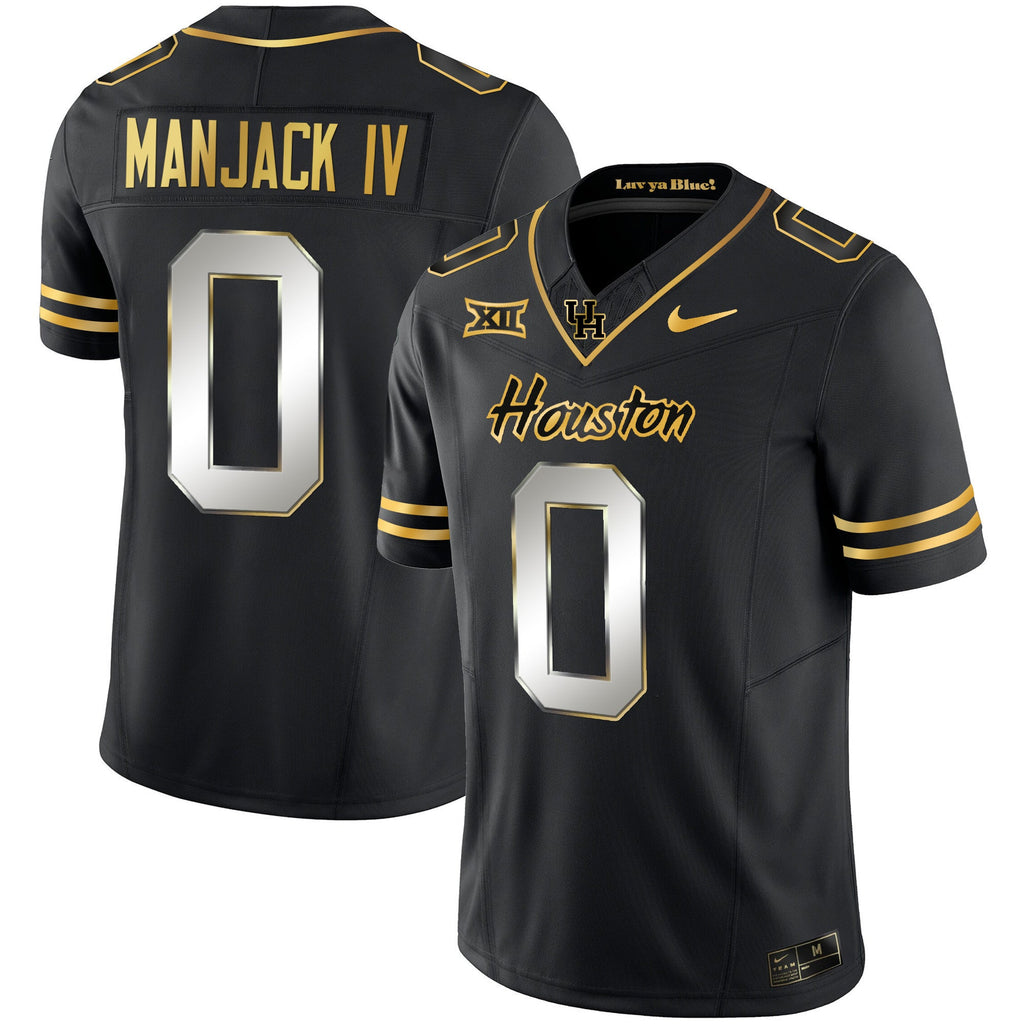 Men's Houston Cougars 2023 Oilers Inspired Gold Jersey - All Stitched - image 6