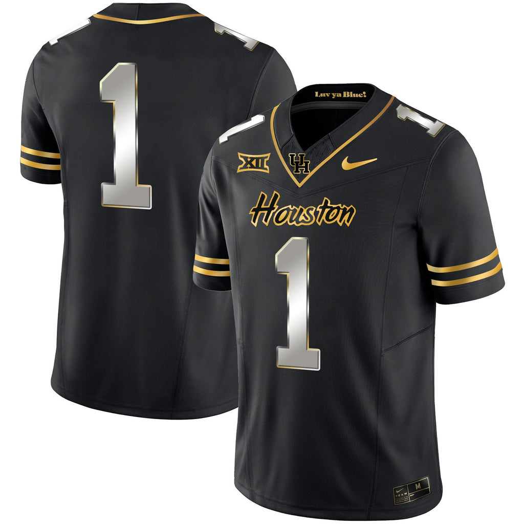 Men's Houston Cougars 2023 Oilers Inspired Gold Jersey - All Stitched - image 7