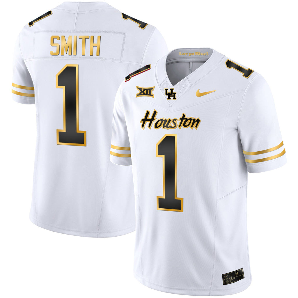 Men's Houston Cougars 2023 Oilers Inspired Gold Jersey - All Stitched - image 15