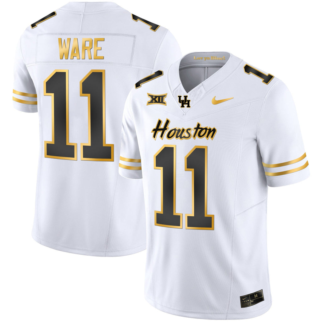 Men's Houston Cougars 2023 Oilers Inspired Gold Jersey - All Stitched - image 16