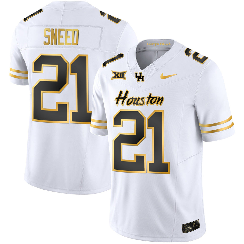 Men's Houston Cougars 2023 Oilers Inspired Gold Jersey - All Stitched - image 19