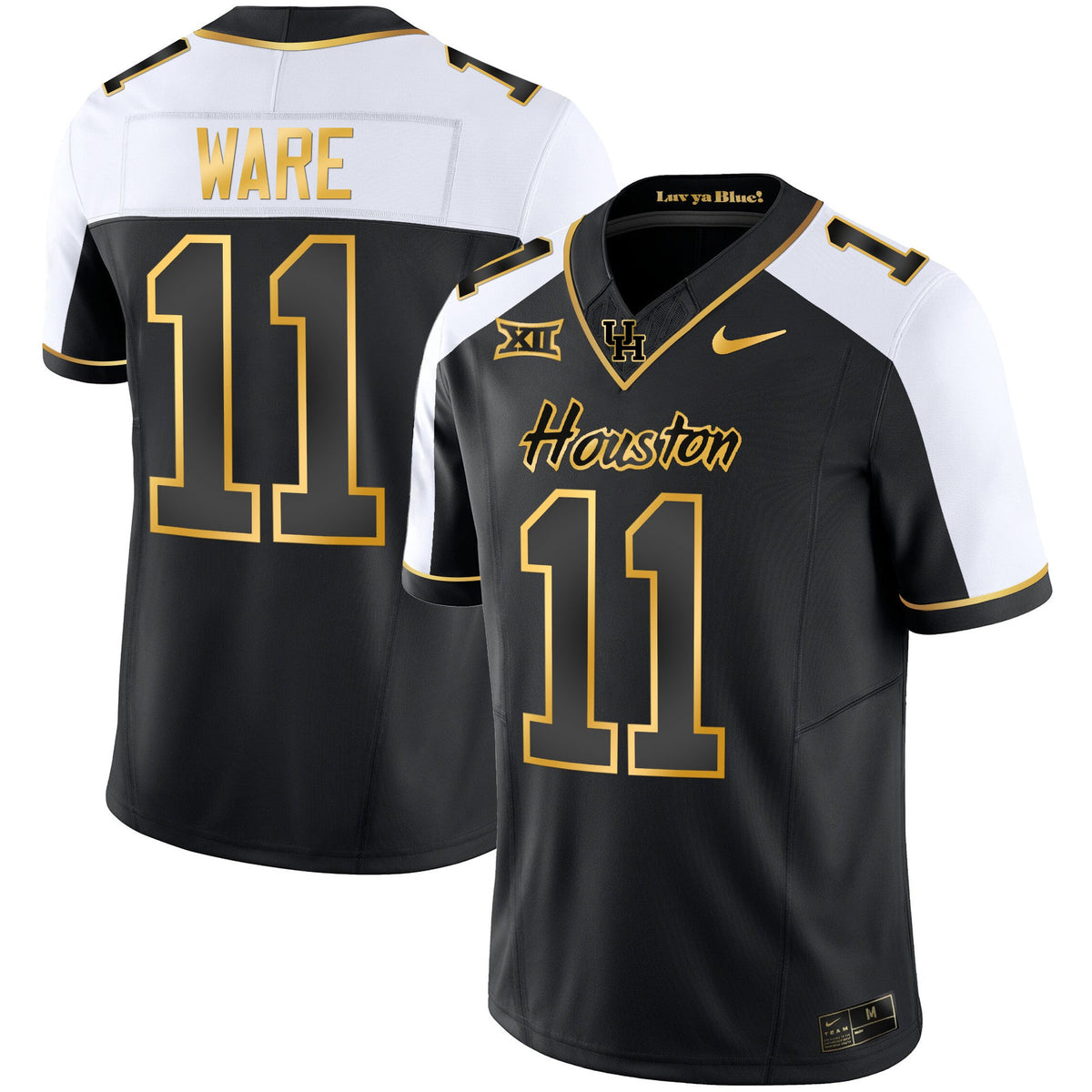 Men's Houston Cougars 2023 Oilers Inspired Gold Jersey - All Stitched - image 23