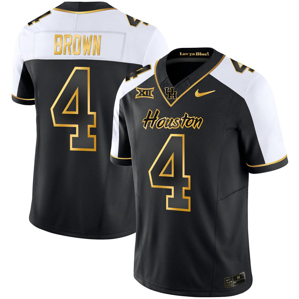 Men's Houston Cougars 2023 Oilers Inspired Gold Jersey - All Stitched - image 25