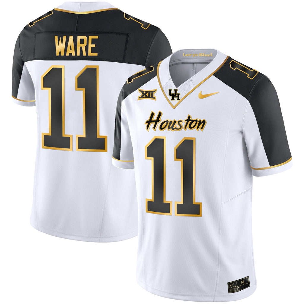 Men's Houston Cougars 2023 Oilers Inspired Gold Jersey - All Stitched - image 30