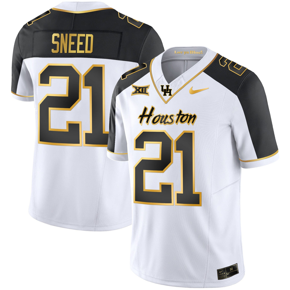 Men's Houston Cougars 2023 Oilers Inspired Gold Jersey - All Stitched - image 33