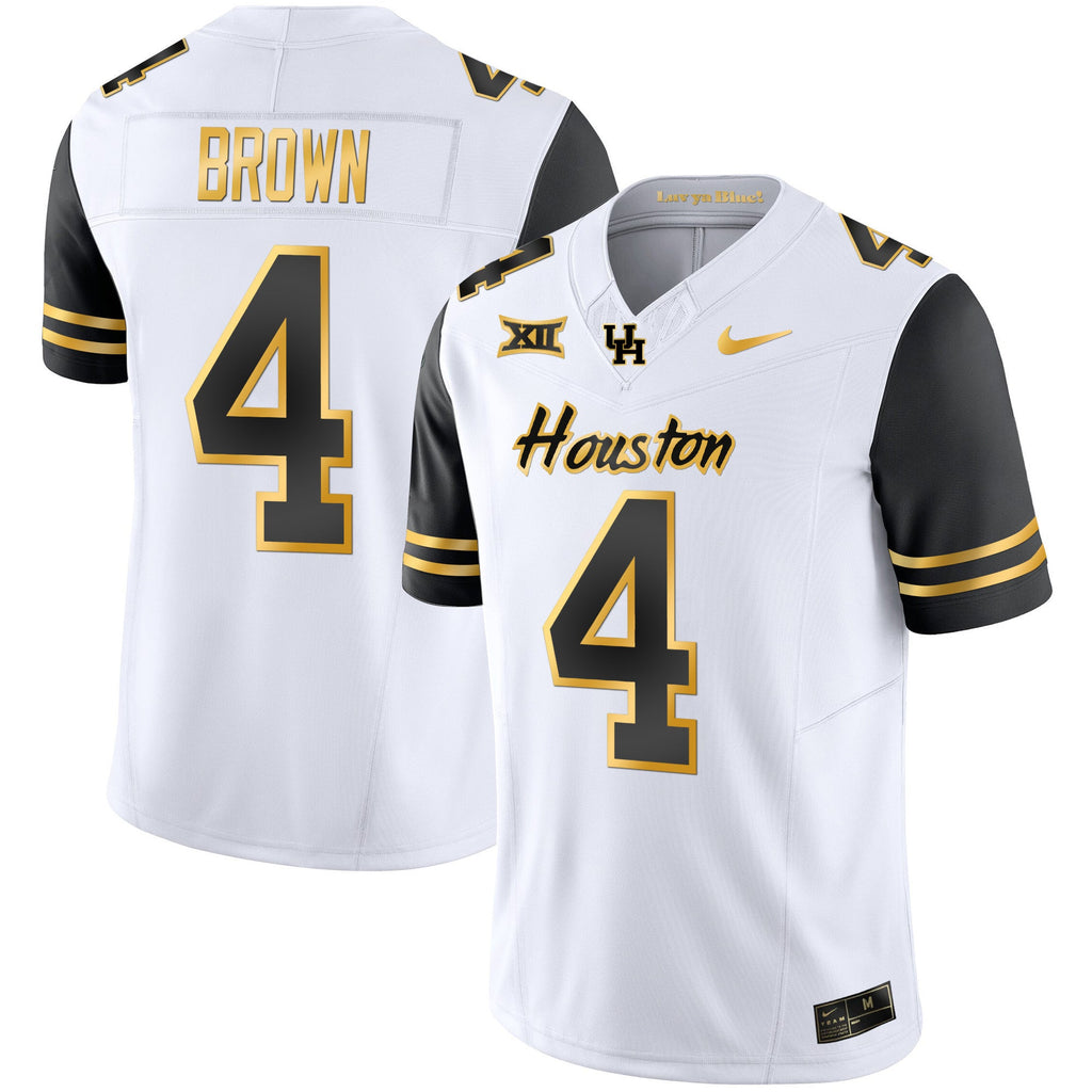 Men's Houston Cougars 2023 Oilers Inspired Gold Jersey - All Stitched - image 39