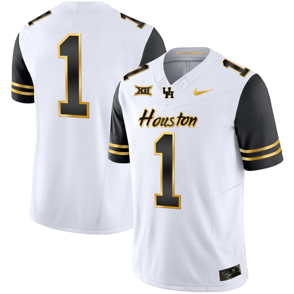 Men's Houston Cougars 2023 Oilers Inspired Gold Jersey - All Stitched - image 42