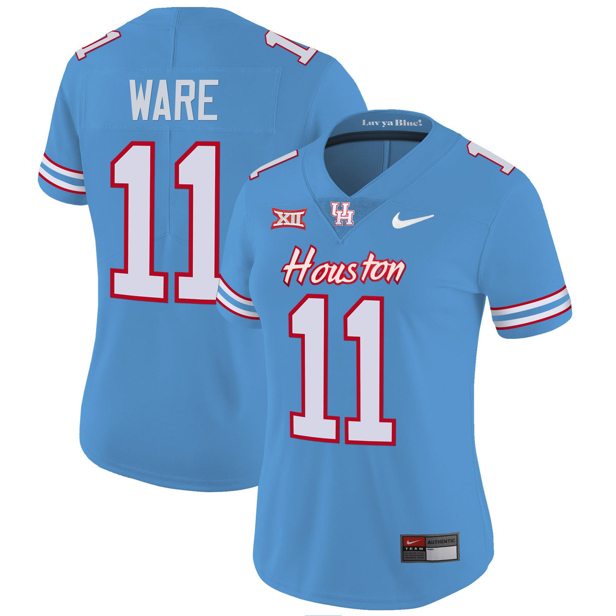 Women's Houston Cougars Oilers Inspired Vapor Jersey V4 - All Stitched - image 15