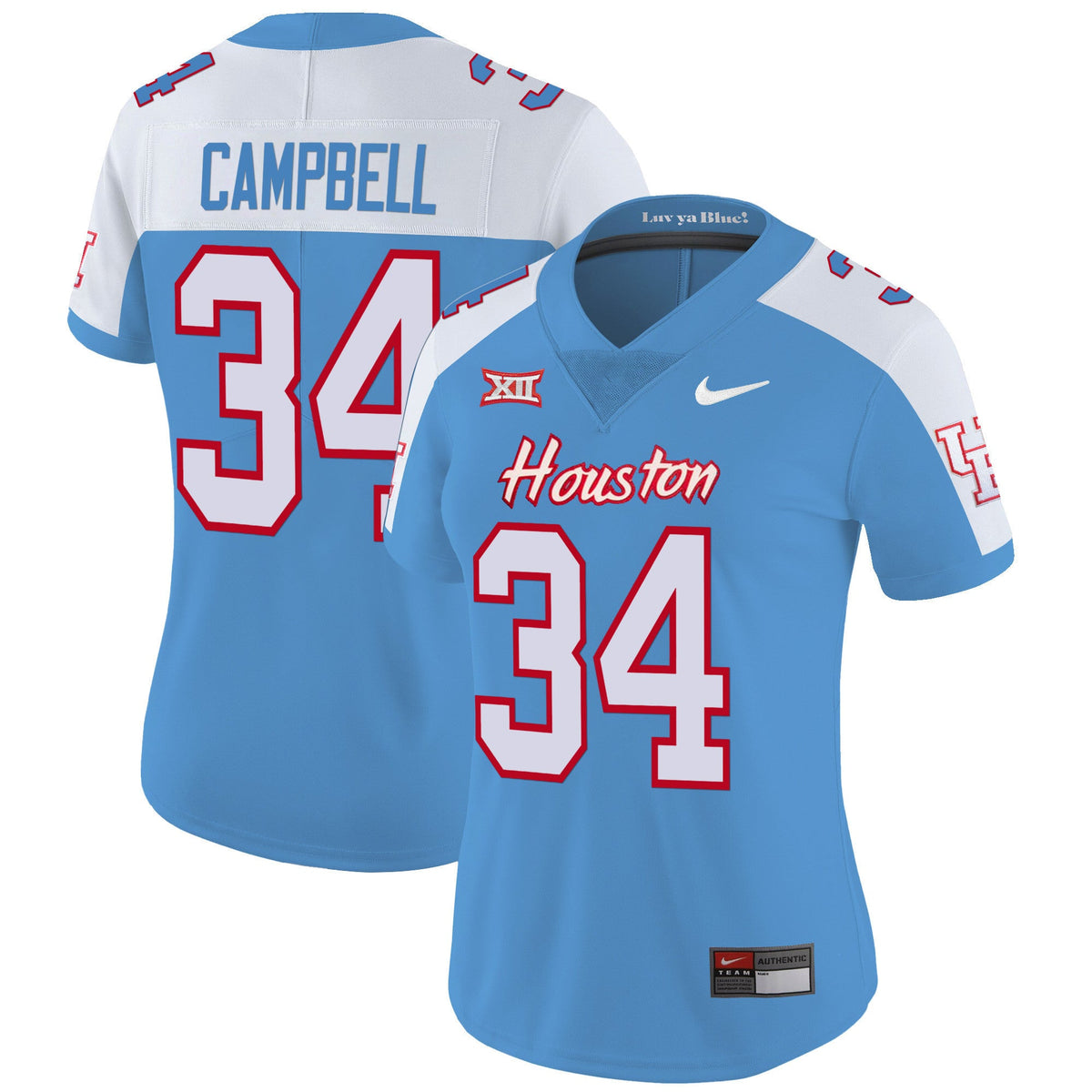 Women's Houston Cougars Oilers Inspired Vapor Jersey V4 - All Stitched - image 22