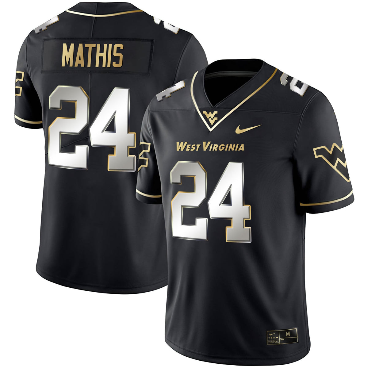 Men's Mountaineers Black Limited & Gold Vapor Jersey - All Stitched - image 2