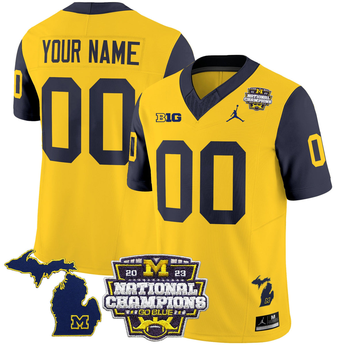 Custom Name/Gender Michigan Wolverines 2023 National Champions Patch Vapor Jersey V6 - All Stitched - image 5