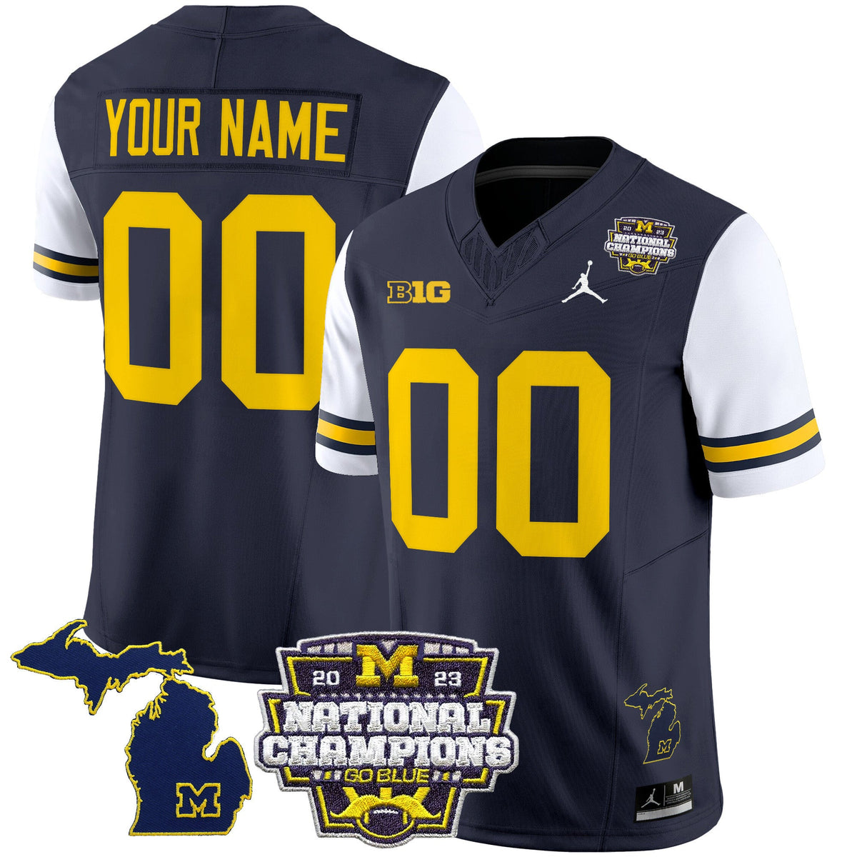 Custom Name/Gender Michigan Wolverines 2023 National Champions Patch Vapor Jersey V6 - All Stitched - image 6