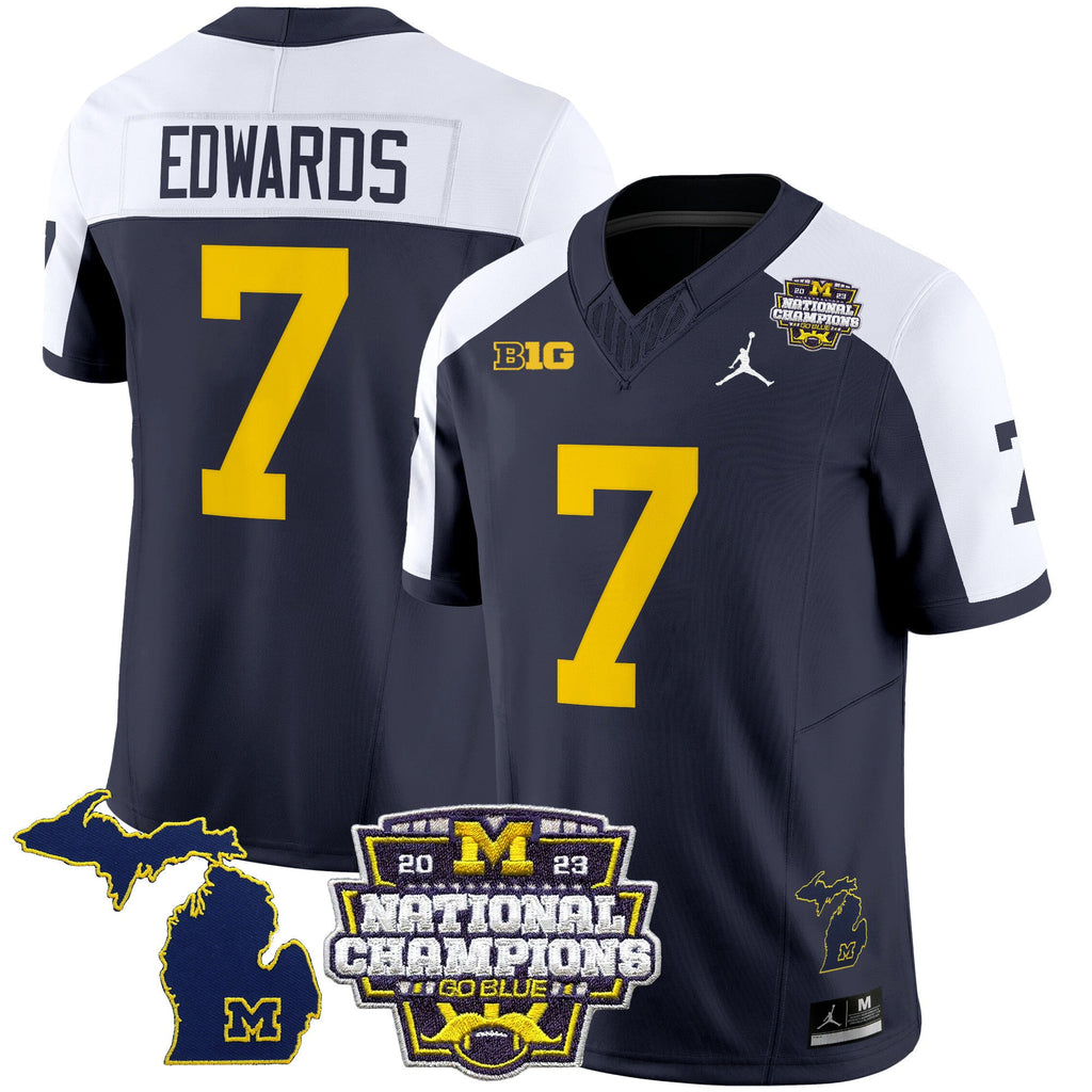 Men's Michigan Wolverines 2023 National Champions Patch Vapor Jersey V6 - All Stitched - image 5