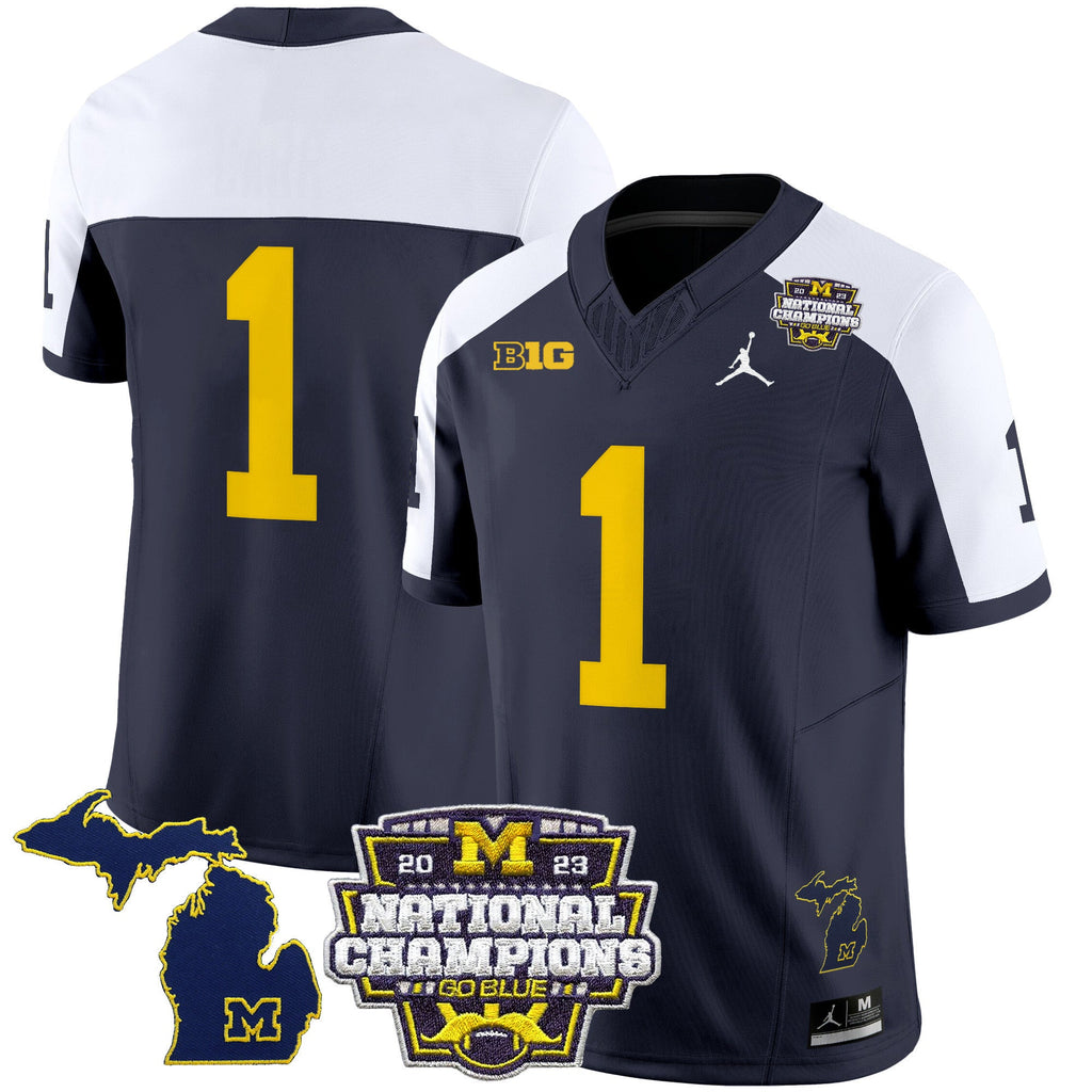 Men's Michigan Wolverines 2023 National Champions Patch Vapor Jersey V6 - All Stitched - image 8
