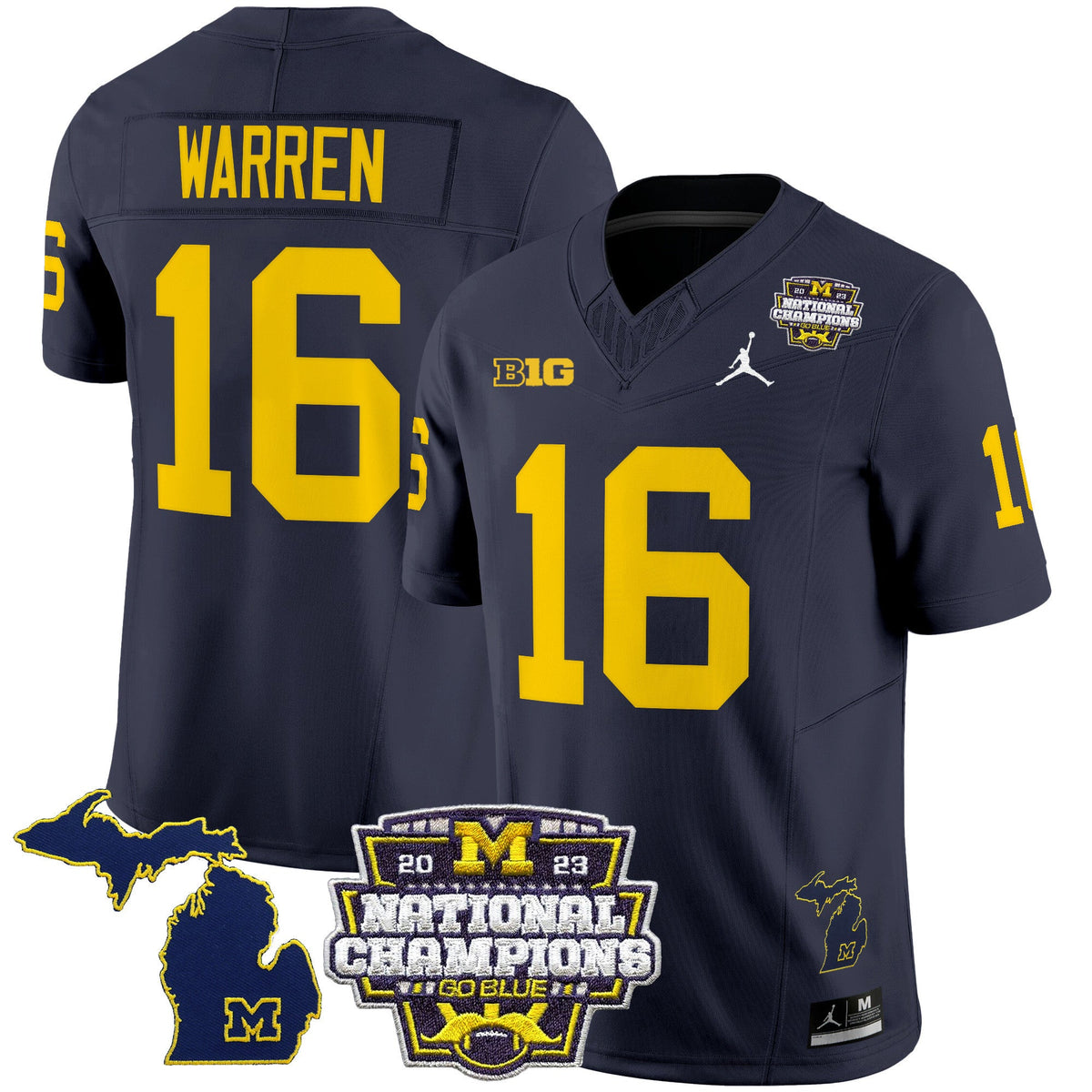 Men's Michigan Wolverines 2023 National Champions Patch Vapor Jersey V6 - All Stitched - image 9