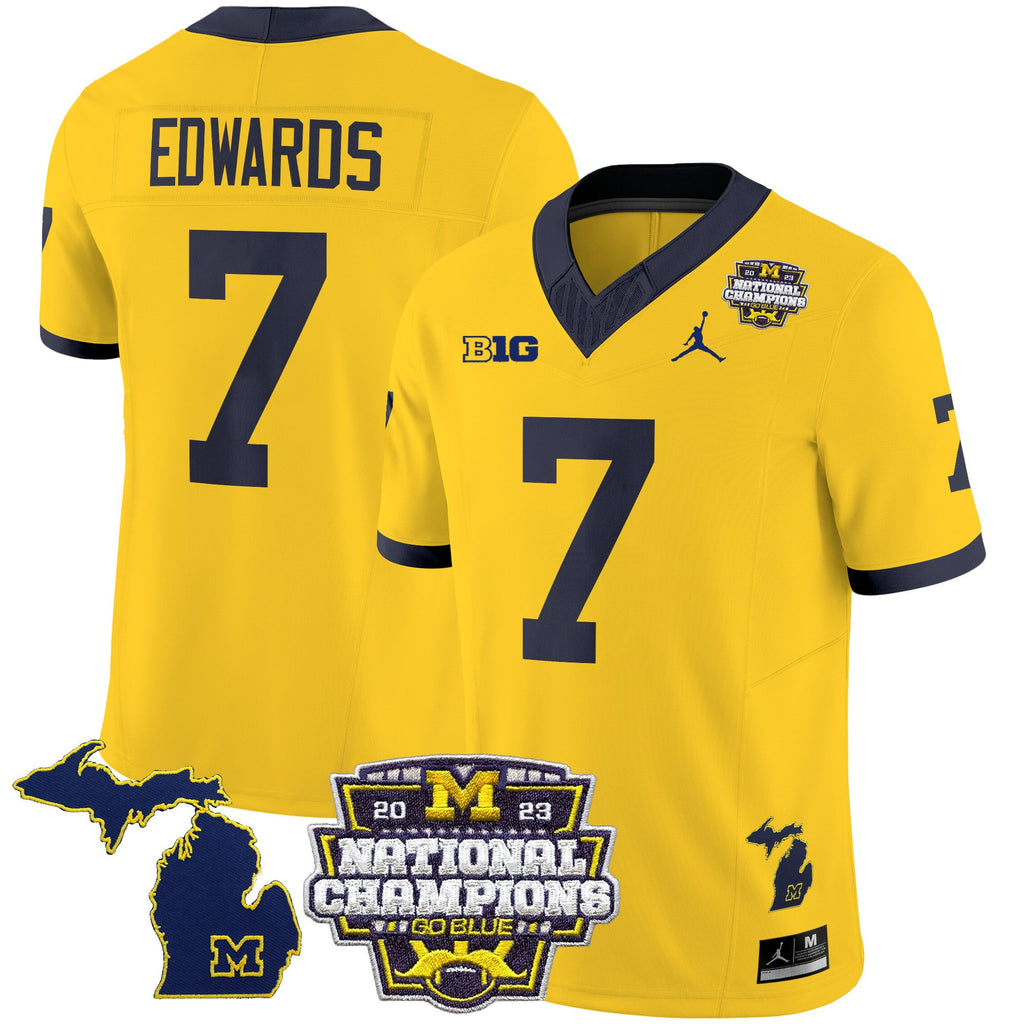Men's Michigan Wolverines 2023 National Champions Patch Vapor Jersey V6 - All Stitched - image 21