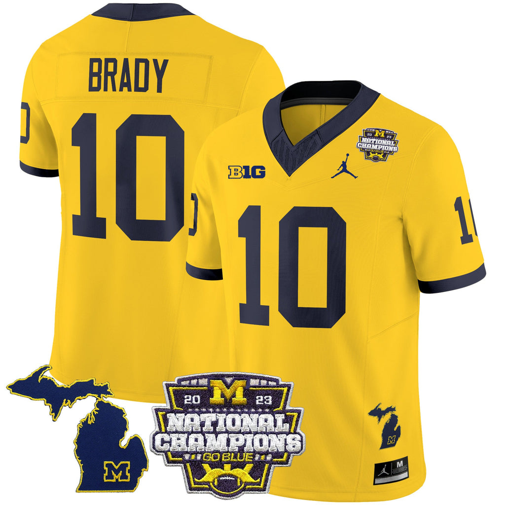 Men's Michigan Wolverines 2023 National Champions Patch Vapor Jersey V6 - All Stitched - image 22