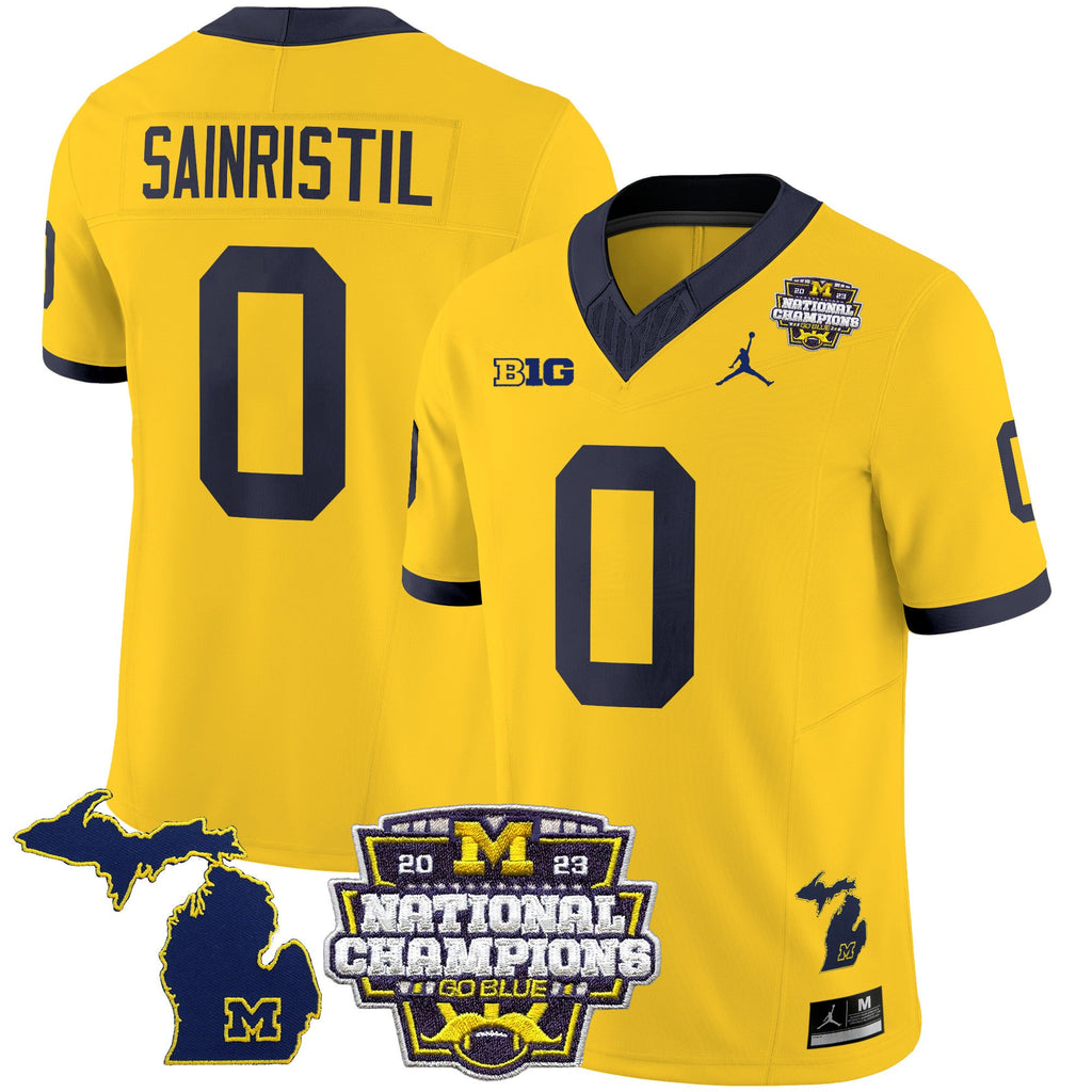 Men's Michigan Wolverines 2023 National Champions Patch Vapor Jersey V6 - All Stitched - image 23