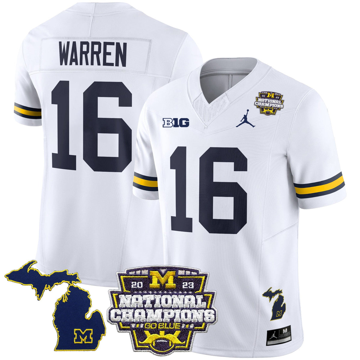 Men's Michigan Wolverines 2023 National Champions Patch Vapor Jersey V6 - All Stitched - image 25