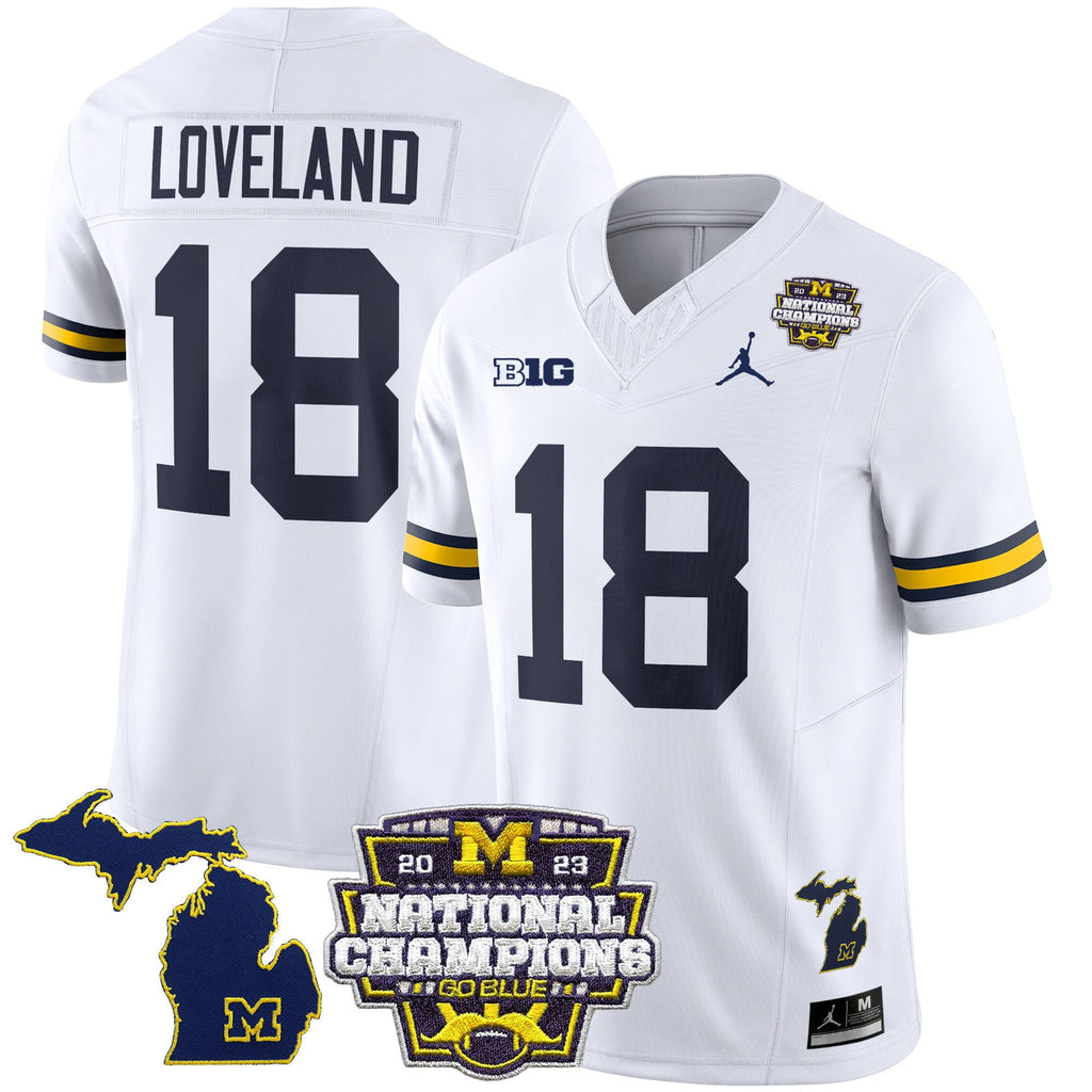 Men's Michigan Wolverines 2023 National Champions Patch Vapor Jersey V6 - All Stitched - image 27