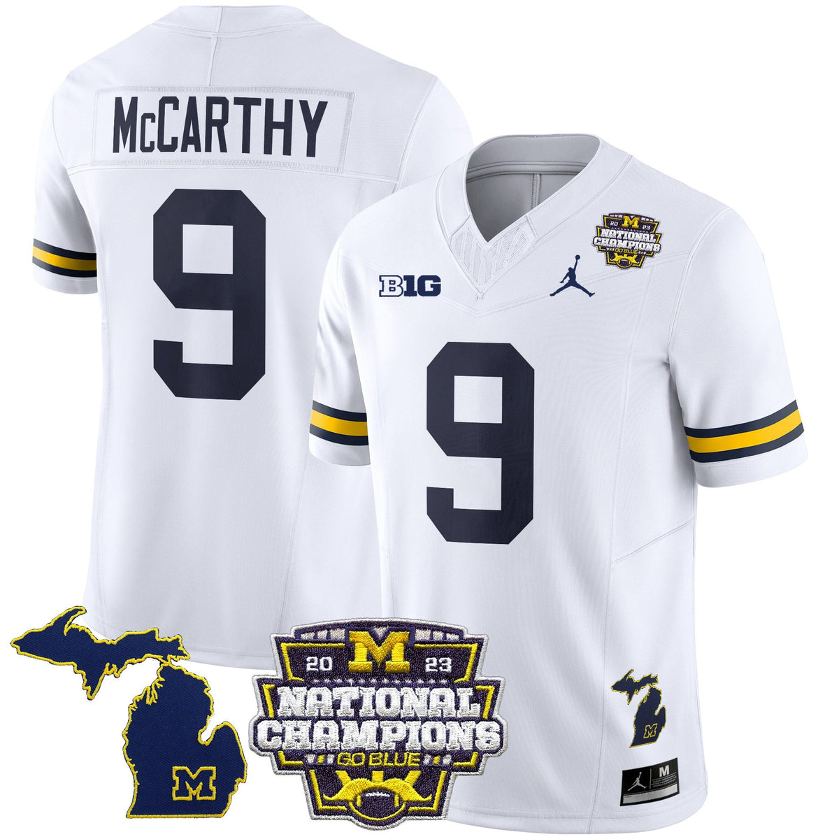 Men's Michigan Wolverines 2023 National Champions Patch Vapor Jersey V6 - All Stitched - image 28