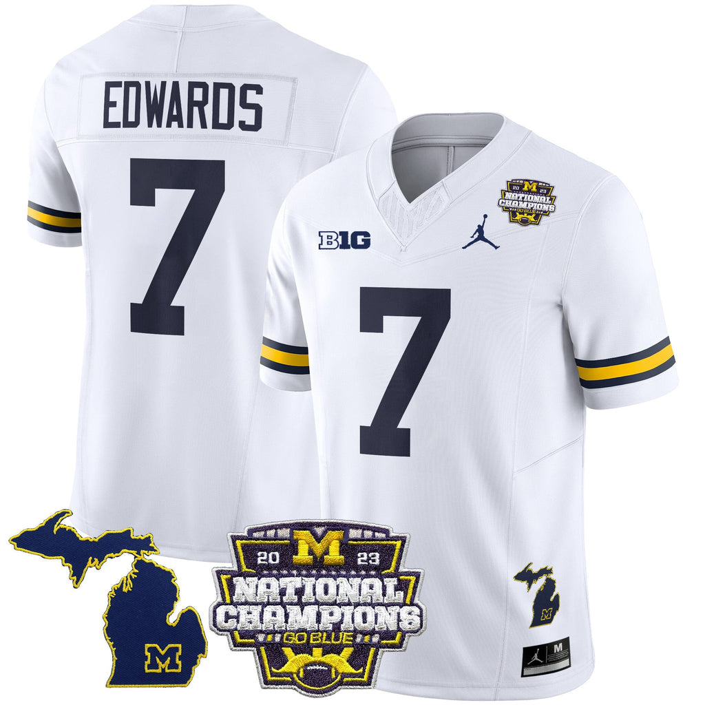Men's Michigan Wolverines 2023 National Champions Patch Vapor Jersey V6 - All Stitched - image 29
